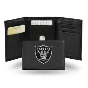 BLACK GENUINE LEATHER TRI-FOLD WALLETS